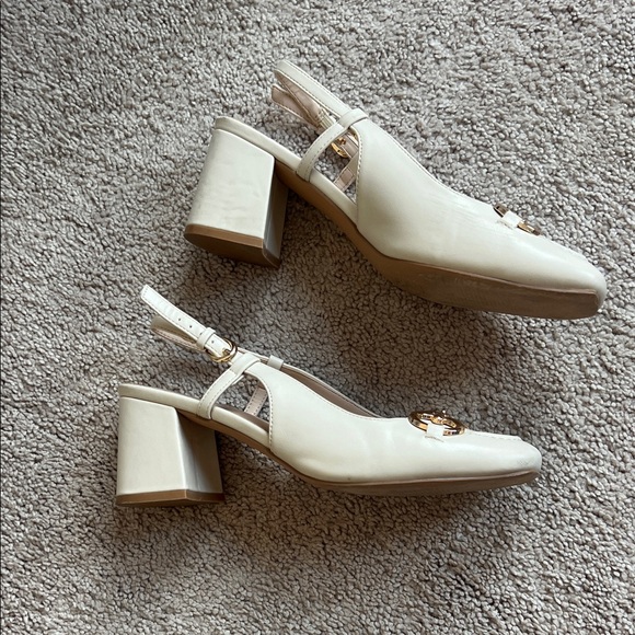 Cream Slingback Women Shoes - Picture 3 of 4